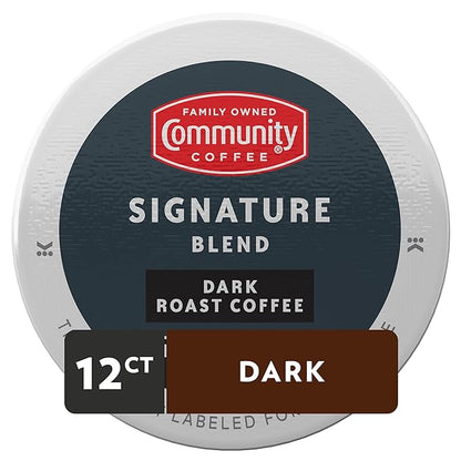 Community Coffee Signature Blend, Dark Roast Single-Serve Keurig K-Cup Pods, 12 Count (Pack of 1)