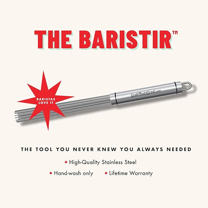 The Baristir by Gosh That's Good – Barista Mixing Tool for Coffee Shops | Handheld Stirrer for Coffee, Matcha, Tea | Fast Mixing, No Clumps, Foam Control | Replaces Spoons | Smooth Blends