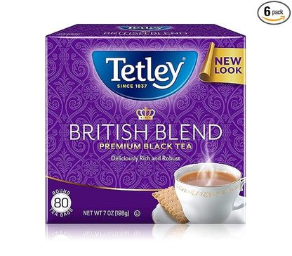 Tetley British Blend Premium Black Tea, 80 Teabags (Pack of 4)
