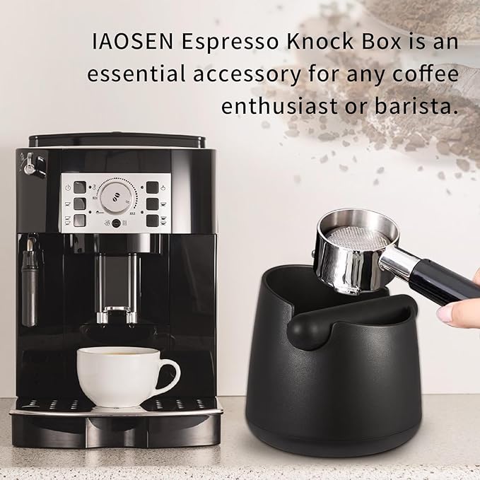 Knock Box Large Capacity Design Espresso Knock Box Shock-absorbent Knock Box Espresso with Removable Knock Bar and Non-Slip Base Espresso Accessories for Home/Office