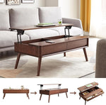 Load image into Gallery viewer, 100% Solid Oak Lift Top Coffee Table, Wood Coffee Table with Hidden Compartment and Drawers - Coffee Tables for Living Room (Walnut Color, 47.2 inch)