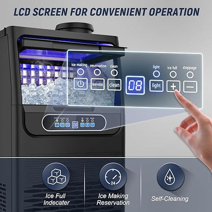 100LBS/24H High Output - Commercial Under Counter Ice Maker with 30LBS Storage - Built-in/Freestanding Design, Self-Cleaning & 24H Timer - for Home Bars Outdoor