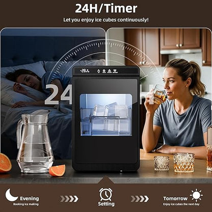 Antarctic Star Clear Ice Cube Maker, 3 pcs in 25 mins, 150 pcs/Day, CrystalFlux Technology, Self-Cleaning, 24H Timer, Enhanced Insulation for Whiskey & Bourbon