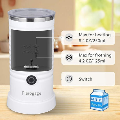 Milk Frother, Automatic Milk Steamer and Heater, 4-in-1 Multifunction Electric Hot and Cold Foam Maker and Milk Warmer for Latte, Cappuccinos, Macchiato, White