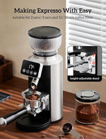 Load image into Gallery viewer, Neretva Burr Coffee Grinder, 2 in 1 Professional Espresso Grinder Stainless Steel Suit 51~58mm Portafilter Coffee Bean Grinder 30 Precise Setting &amp; Anti-Static for Espresso/French Press/Drip/Cold Brew