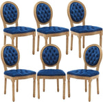 Load image into Gallery viewer, French Country Dining Chairs Set of 6, Vintage Wooden Dining Chairs with Fabric Upholstered Tufted Seat,Solid Wood Legs&amp;Frame, Farmhouse Kitchen&amp;Living Room Chairs(Blue,6 Pcs)