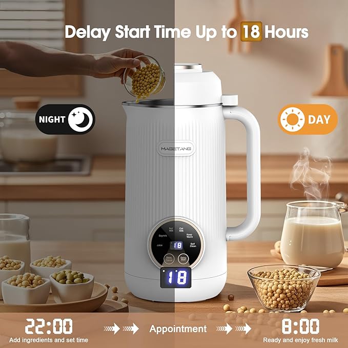 7 in 1 Nut Milk Maker Machine 28oz Automatic Almond Milk Maker for Homemade Coconut, Oat, Soy, Plant-Based Milk, Juice with 18H Delay Start/6H Keep Warm/Self Cleaning