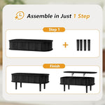 Load image into Gallery viewer, Fluted Lift Top Coffee Table with Hidden Compartment, Fully Assembled Wooden Center Table, Modern Oval Lift Tabletop for Home Living Room Office, Black