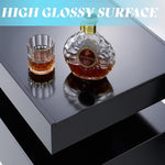 Load image into Gallery viewer, AMERLIFE High Gloss LED Coffee Table, Modern 2-Tier Center Table with LED Lights, Open Storage Space, 40in Simple Rectangular Sofa Side Table for Living Room, Black