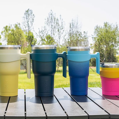 BJPKPK Tumbler With Handle 10oz Stainless Steel Insulated Tumbler Mugs With Lid And Straw For Women And Men,Navy Blue