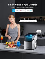 Load image into Gallery viewer, GoveeLife Smart Ice Maker Countertop, Portable Ice Machine with Voice Control, 9 Ice Cubes in 6 Minutes 3 Sizes, 26lbs/24Hrs, Self Cleaning RGB Lights, Quiet Ice Maker with Scoop for Kitchen Silver