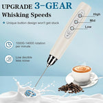 Load image into Gallery viewer, Milk Frother Handheld for Coffee, Electric Whisk 3 Speed Adjustable, Drink Mixer with Stainless 3 Whisks, Rechargeable Hand Frother Wand, for Latte Cappuccino Hot Chocolate Egg Beige