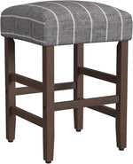 Load image into Gallery viewer, HomePop Home Decor Classic Open-Back Counter Height Barstool Square 24 Inch Bar Stools with Domed Cushion, Midnight Gray Woven Stripe