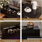Load image into Gallery viewer, Black LED Coffee Table with Storage for Living Room, Living Room Table Rectangular Center Table, Modern High Glossy Wooden Coffee Tables for Dining Reception Room