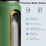 Load image into Gallery viewer, koodee 12 oz Water Bottle Stainless Steel Vacuum Insulated Wide Mouth Water Flask with Leakproof Spout Lid, Reusable Metal Water Bottle for Boys BPA Free(Grass Green)