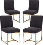 Load image into Gallery viewer, CIMOTA Black Modern Dining Chairs Set of 4, Upholstered Linen Dining Room Chairs Armless Side Chair with Gold Base for Kitchen, Charcoal Black, 4PCS