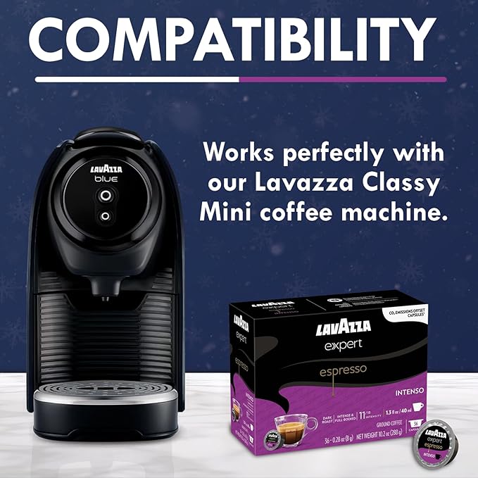 Lavazza Expert Espresso Intenso Capsules – 72 Count – Dark Roast Coffee Pods with Arabica & Robusta Blend – Bold Flavor & Rich Crema – Compatible with Lavazza Classy Machines