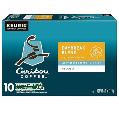 Caribou Coffee Daybreak Blend Keurig Single-Serve K-Cup Pod, Light Roast Coffee(Pack of 6, 60 Count Total)