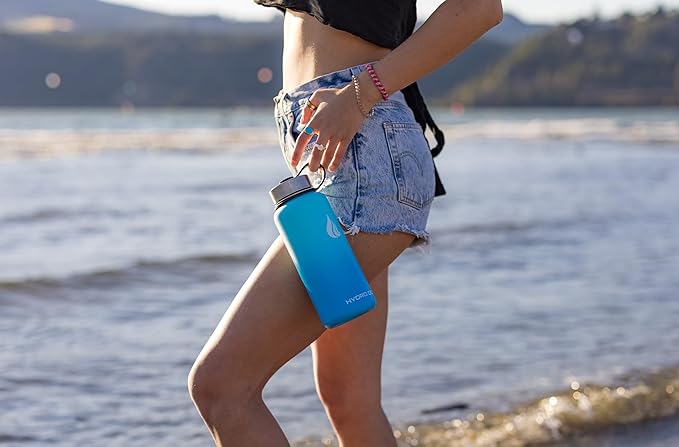 HYDRO CELL Stainless Steel Insulated Water Bottle with Straw - For Cold & Hot Drinks - Metal Vacuum Flask with Screw Cap and Modern Leakproof Sport Thermos for Adults (Sky/Blue 32oz)