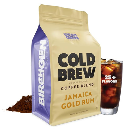 Birch Glen Roasters Cold Brew Coffee | Flavored Coarse Ground Coffee | Artisanal Roasting | 100% Arabica |1 LB | Jamaica Gold Rum