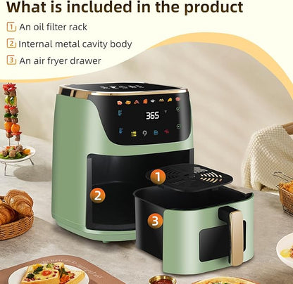 Panana Air Fryer, 8QT Large Capacity Air Fryer, Oilless Healty Cooker Airfryer Oven with 8 Presets, 1500W Air Fryers for Quick Meal, Home Use