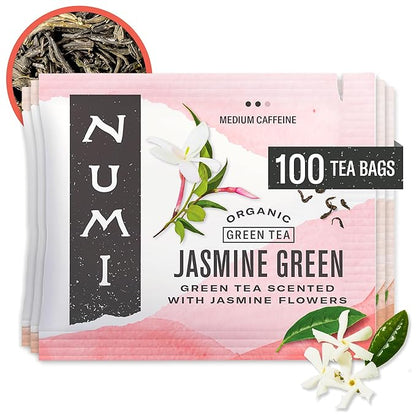 Numi Organic Tea Jasmine Green, 100 Count Box of Tea Bags (Packaging May Vary)
