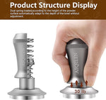 Load image into Gallery viewer, Espresso Tamper, Constant 30lb Coffee Tamper with double Calibrated Spring Loaded, Stainless Steel double spring loaded Coffee Tamper Fits for All Portafilters- Flat Base (53mm, SILVER)