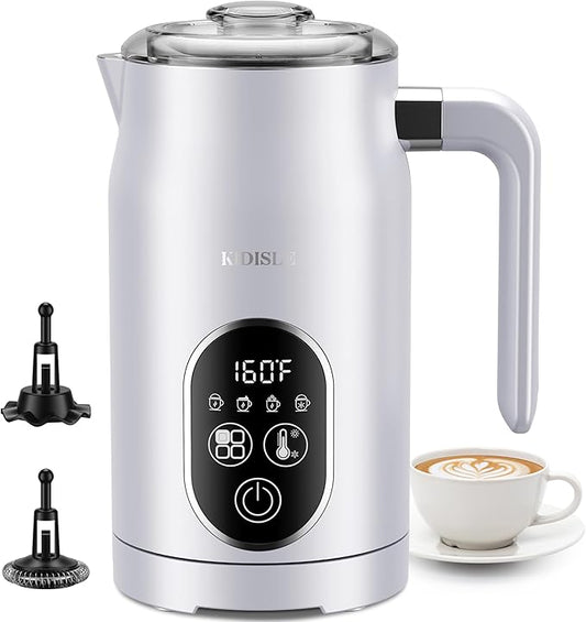 4-in-1 Electric Milk Frother and Steamer with Auto Temperature Control, Warm & Cold Foam Maker, Fast Frother for Coffee, Latte, Hot Chocolate, Cappuccino, Macchiato, White