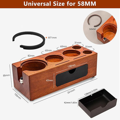 58mm Espresso Tamping Station - 8 in 1 Espresso Tamp Station and Coffee Organizer for Storage 58mm Portafilter Tamper Distributor Puck Screen Accessories