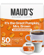 Load image into Gallery viewer, Maud's Pumpkin Spice Flavored Coffee Pods, 50 ct - 100% Arabica Medium Roast Coffee, Solar Energy Produced Recyclable Single Coffee Pods Compatible with Keurig K-Cup Brewers
