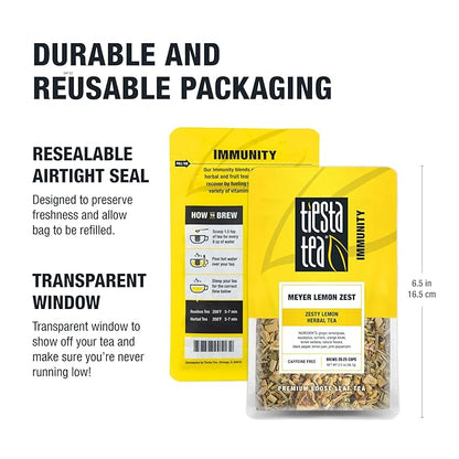 Tiesta Tea - Meyer Lemon Zest, Loose Leaf, Zesty Lemon Herbal Tea, Premium Caffeine-Free Blend, Makes Hot or Iced & Up to 25 Cups, 2oz Resealable Pouch