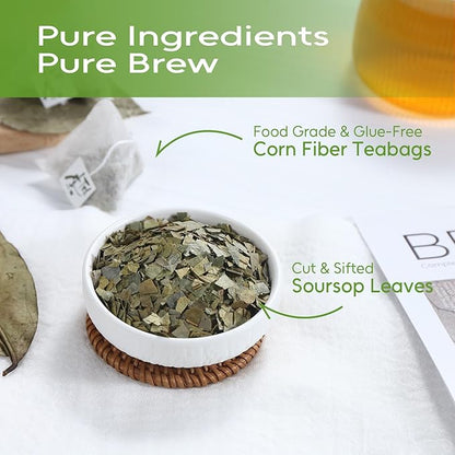 FullChea - Soursop Leaves Tea Bags, 80 Counts - Premium Hojas De Guanabana Tea - Non-GMO - Caffeine-free - Improve Digestion, Support Skin & Sleep