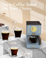 Load image into Gallery viewer, Amaste Coffee Maker, 5 Cup Coffee Pot with Three Brewing Modes, Retro Coffee Maker with Glass Carafe &amp; Reusable Coffee Filter, Drip Coffee Maker Ideal for Home or Office, Keep Warm, Ash Blue