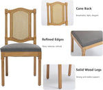 Load image into Gallery viewer, Vintage French Country Dining Chairs Set of 8, Grey Cane Back Rattan Dining Chairs with Linen Upholstered Seat, Solid Wood Legs, Farmhouse Kitchen &amp; Dining Room, Sillas De Comedor (Gray, 8Pcs)