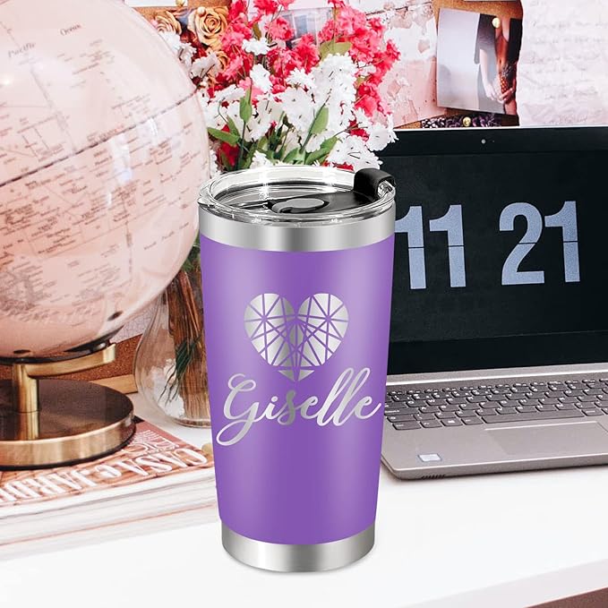 Personalized Tumblers with Engraved Name, Personalized Birthday Gifts for Men Women, Custom 20oz Stainless Steel Coffee Tumbler with Lids and Straws, Custom Travel Mug Cup
