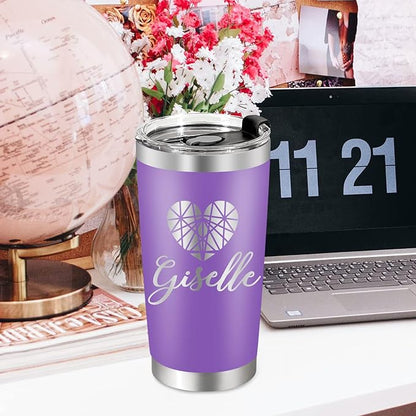 Personalized Tumblers with Engraved Name, Personalized Birthday Gifts for Men Women, Custom 20oz Stainless Steel Coffee Tumbler with Lids and Straws, Custom Travel Mug Cup