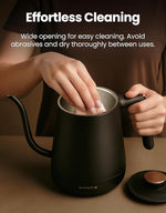 Load image into Gallery viewer, Vianté Electric Gooseneck Kettle with Precise Temperature Control. Pour Over Coffee &amp; Tea Kettle. Boil-Dry Protection &amp; Keep Warm Function. Stainless Steel, BPA-Free. Includes V60#2 Filters. 0.8L