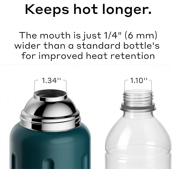 BOBBER 26 oz Stainless Steel Thermos for Hot Tea, Coffee, and Cold Drinks – BPA-Free, Dishwasher Safe Vacuum Insulated Water Bottle – Keeps Drinks Hot for 36 Hours (Deep Teal)