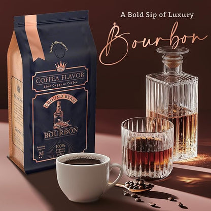 Flavored Ground Coffee – Bourbon, 100% Arabica, Single Origin, Medium Roast, USDA Organic, Naturally Flavored – by Coffea Flavor