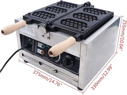Electric Waffle Maker Machine 1500W 110V Nonstick Electric Honeycomb Waffle Pop Maker, Commercial Stainless Steel Waffle Maker for Restaurant Bakeries Snack Bar Home