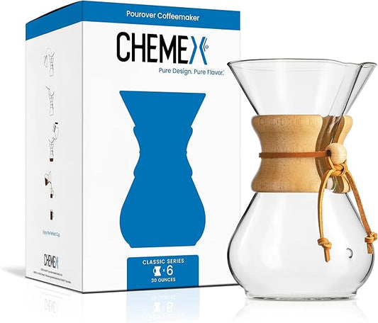 Chemex Pour-Over Glass Coffeemaker - Classic Series - 6-Cup - Exclusive Packaging
