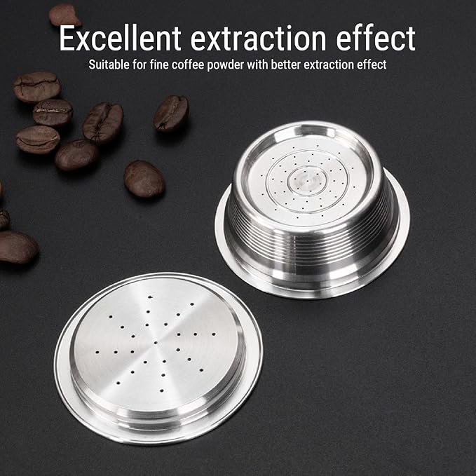 tainless Steel Reusable Coffee Capsule, Refillable Espresso Pod with Tamper & Brush Compatible for A Modo Coffee Makers