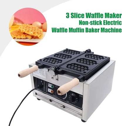 3 Slice Waffle Pancake Maker,Non-stick Pancake Baker Machin,110v Stainless Steel Waffle Pancake Maker for Home Kitchen,Pancake Maker with Adjustable Thermostats Timers 122-572°F