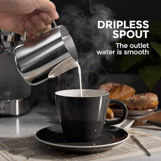 Milk Frothing Pitcher, 30 Oz/900 ML Milk Frother Steamer Cup Stainless Steel Espresso Cup with Decorating Pen