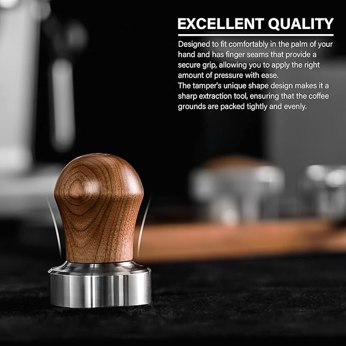 CrossCreek 54mm Espresso Tamper | Fits 54mm Breville Barista Espresso Portafilter | Thickening Base Walnut Handle Tamper Tools for Espresso Machine | Espresso Machine Accessories