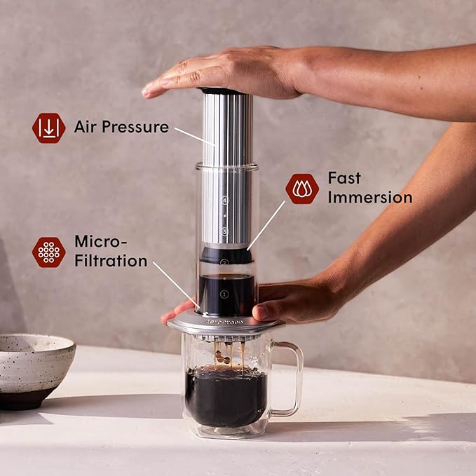 AeroPress Gold Tone Stainless Steel Reusable Filter – Durable Metal Coffee Filter, Sustainable, Eco-Friendly, Travel-Friendly, Fits Standard AeroPress Manual Coffee Makers