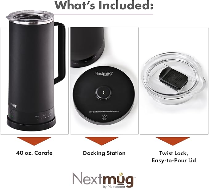 Nextmug Carafe - Self-Heating, Temperature Controlled Coffee & Tea Carafe (Black - 40 oz.)
