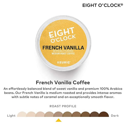 Eight O'Clock Coffee French Vanilla, Single-Serve Keurig K-Cup Pods, Flavored Light Roast Coffee, 48 Count