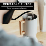 Load image into Gallery viewer, HASTINGS 68 Oz Pour Over Coffee Maker Set with Double Layer Reusable Stainless Steel Filter 8-Cup and Wood Handle - Dual Wall Heat Resistant Drip Coffee Brewer, Pour Over Coffee Dripper Carafe, Gray