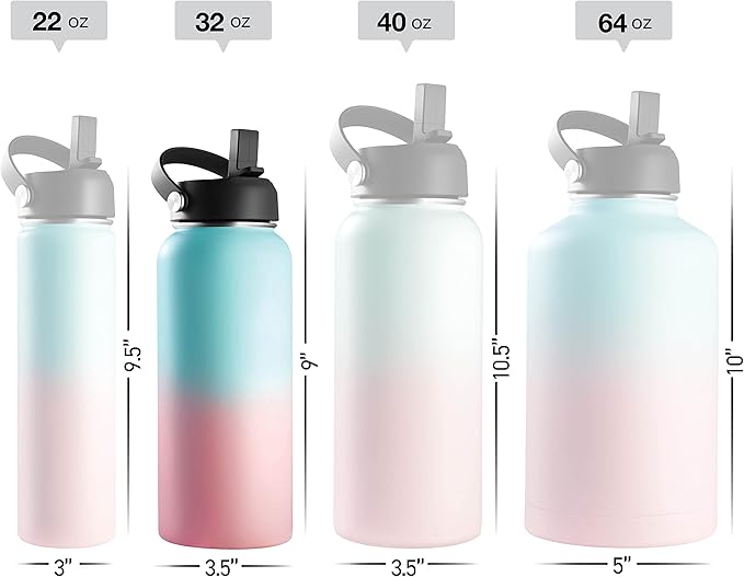 Stainless Steel Insulated Water Bottle and Travel Mug for Hot and Cold Beverages, Wide Mouth, Double Wall Insulated Hydration Sports Water Bottle for Hiking, Biking, Outdoor, 32 OZ BPA Free